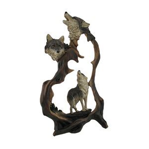 Howling Mountain Wolves Cutout Statue